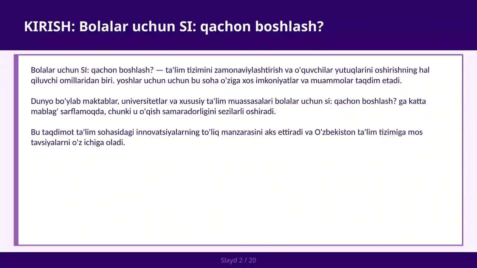 Bolalar Uchun SI: Qachon Boshlash? 2