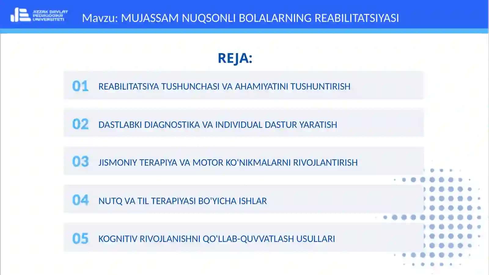 MUJASSAM NUQSONLI BOLALARNING REABILITATSIYASI 2