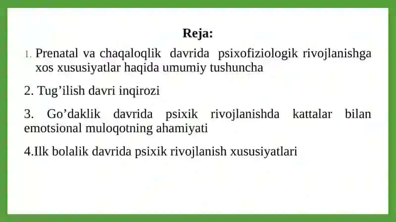 Insonning Psixik Rivojlanishi 2