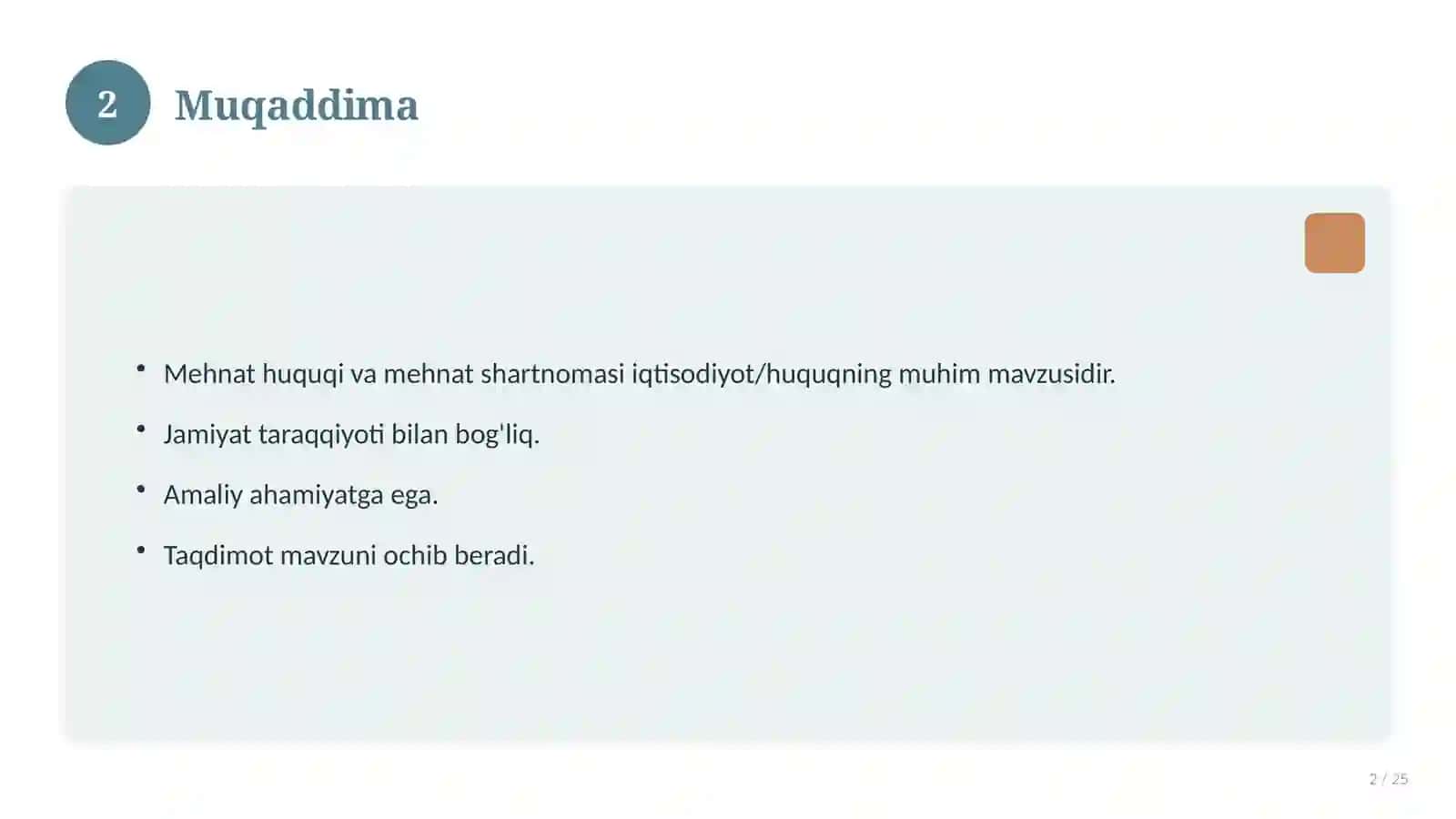 Mehnat huquqi va mehnat shartnomasi 2