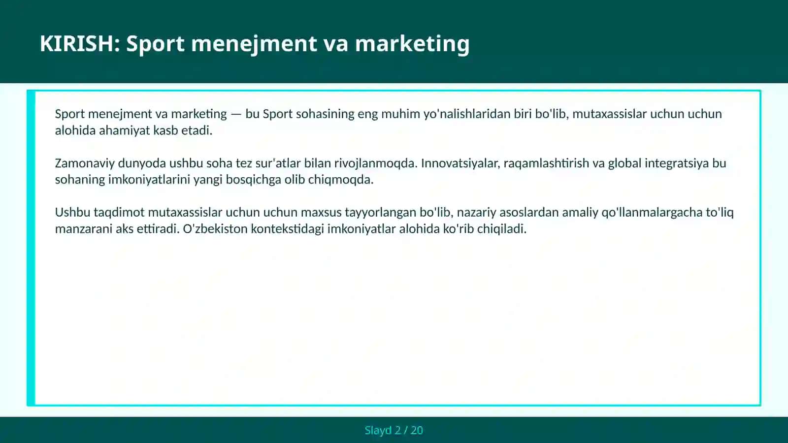 SPORT MENEJMENT VA MARKETING 2