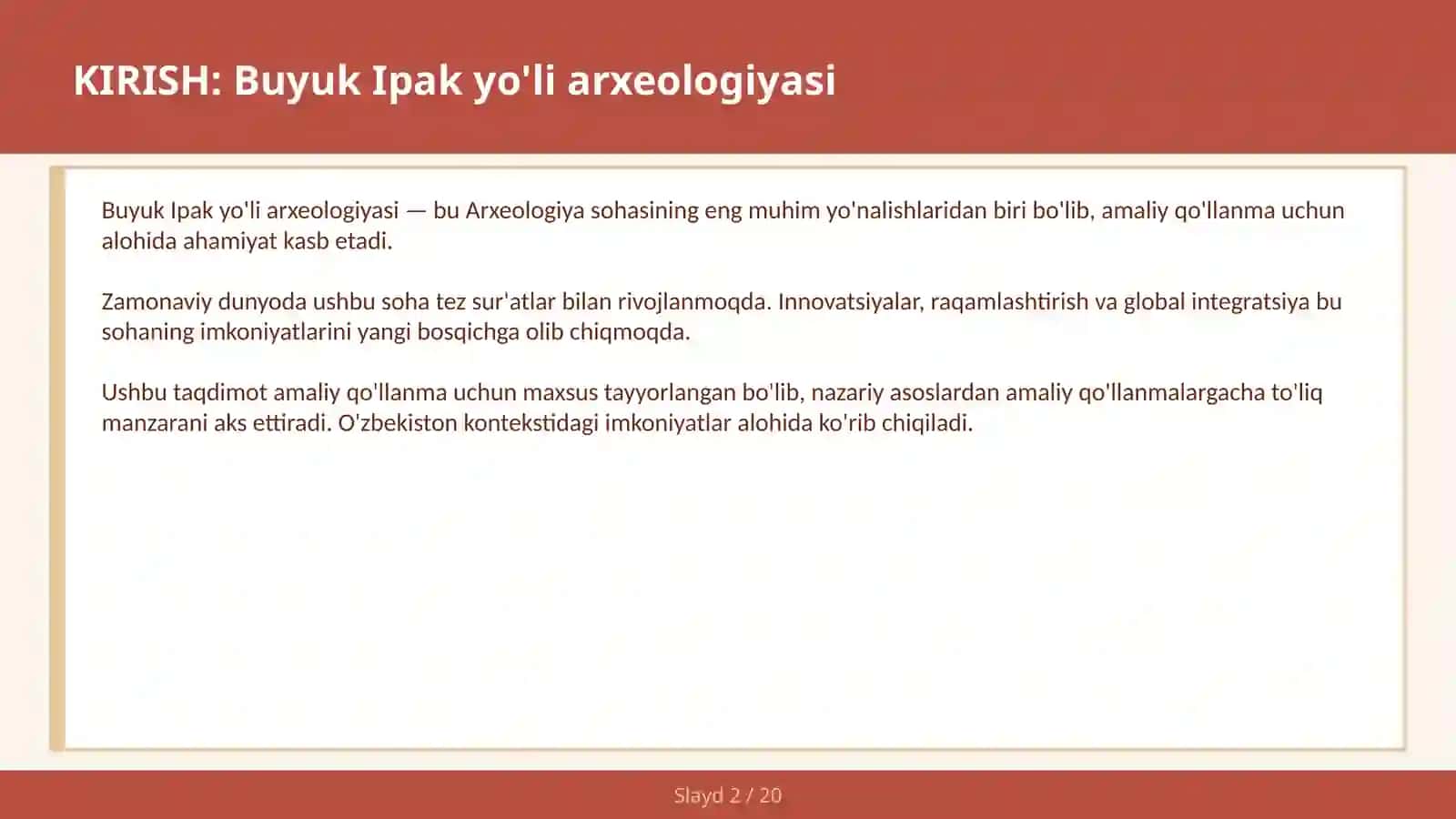 BUYUK IPAK YO'LI ARXEOLOGIYASI 2