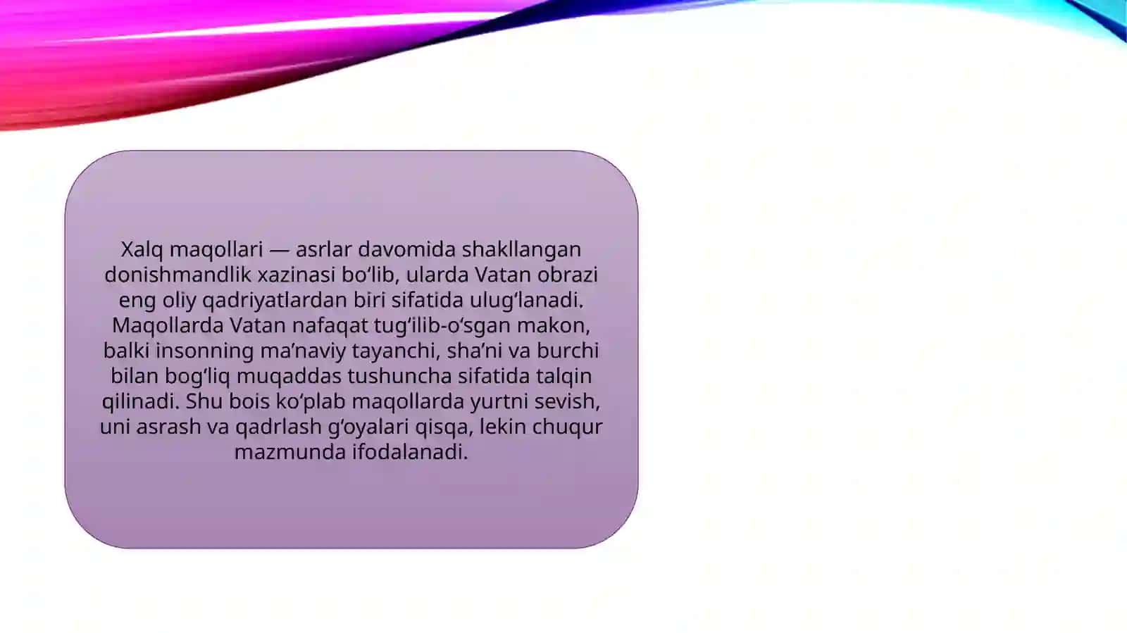 Maqollarda vatanparvarlikning ulug'lanishi 2