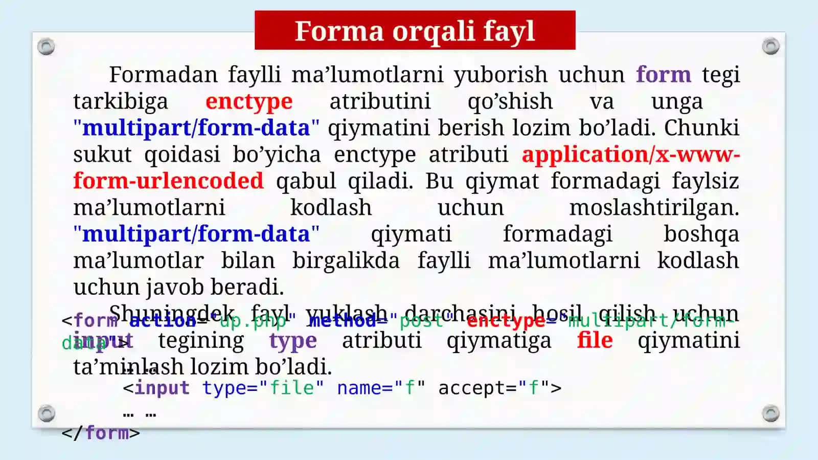 PHP DA MA’LUMOTLAR BAZASI BILAN ISHLASH 2