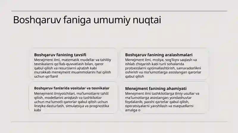 Boshqaruv faniga kirish 2