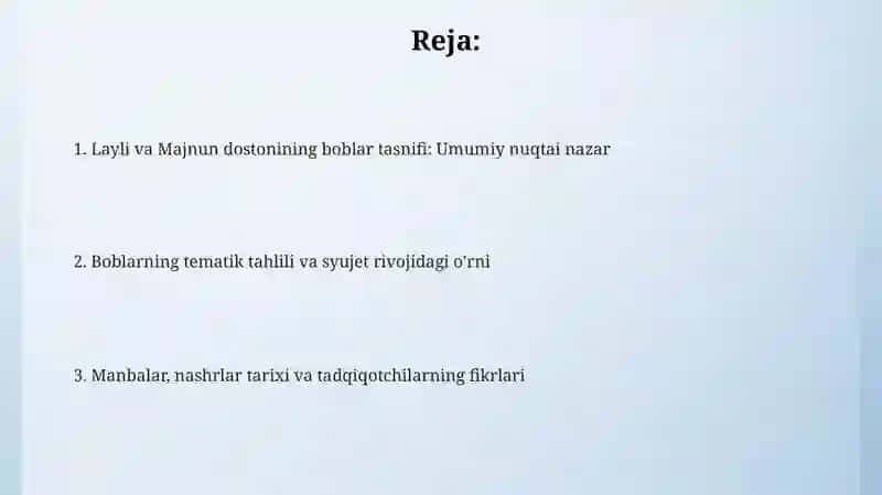 Layli va Majnun dostoni tasnifi 2