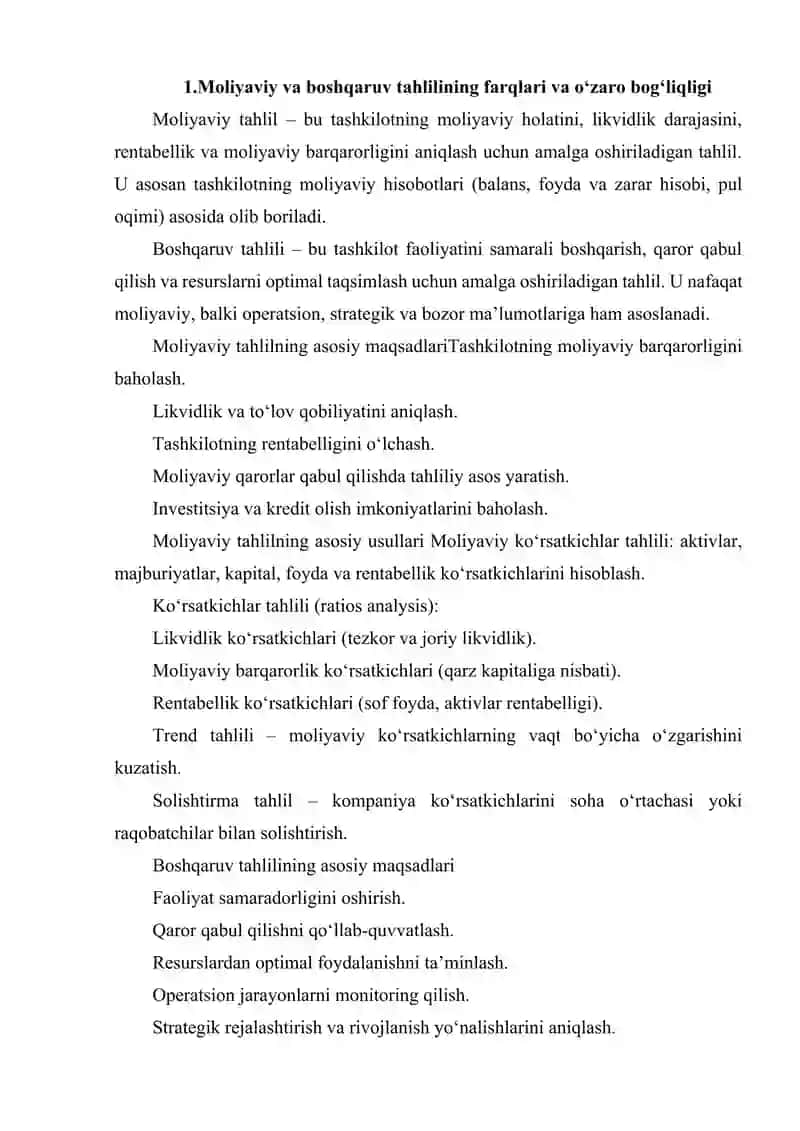 MOLIYAVIY VA BOSHQARUV TAHLILI 2