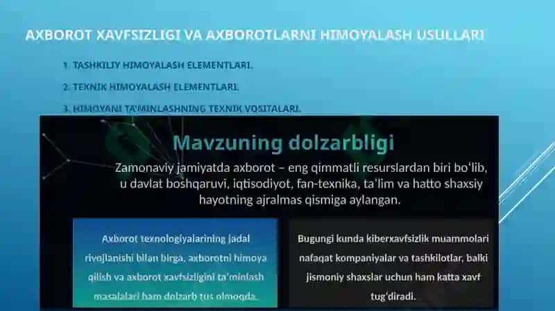 Axborotxavfsizligi va axborotlarni himoyalash usullari 2