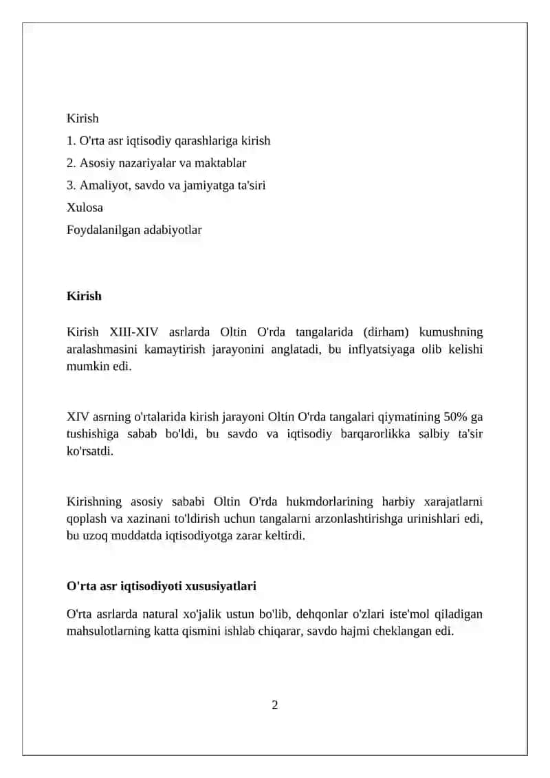 O‘rta asr iqtisodiy qarashlari 2