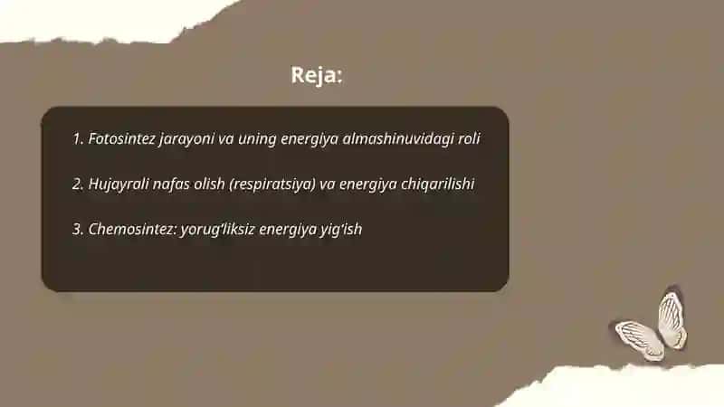 Modda va energiya almashinuvi 2
