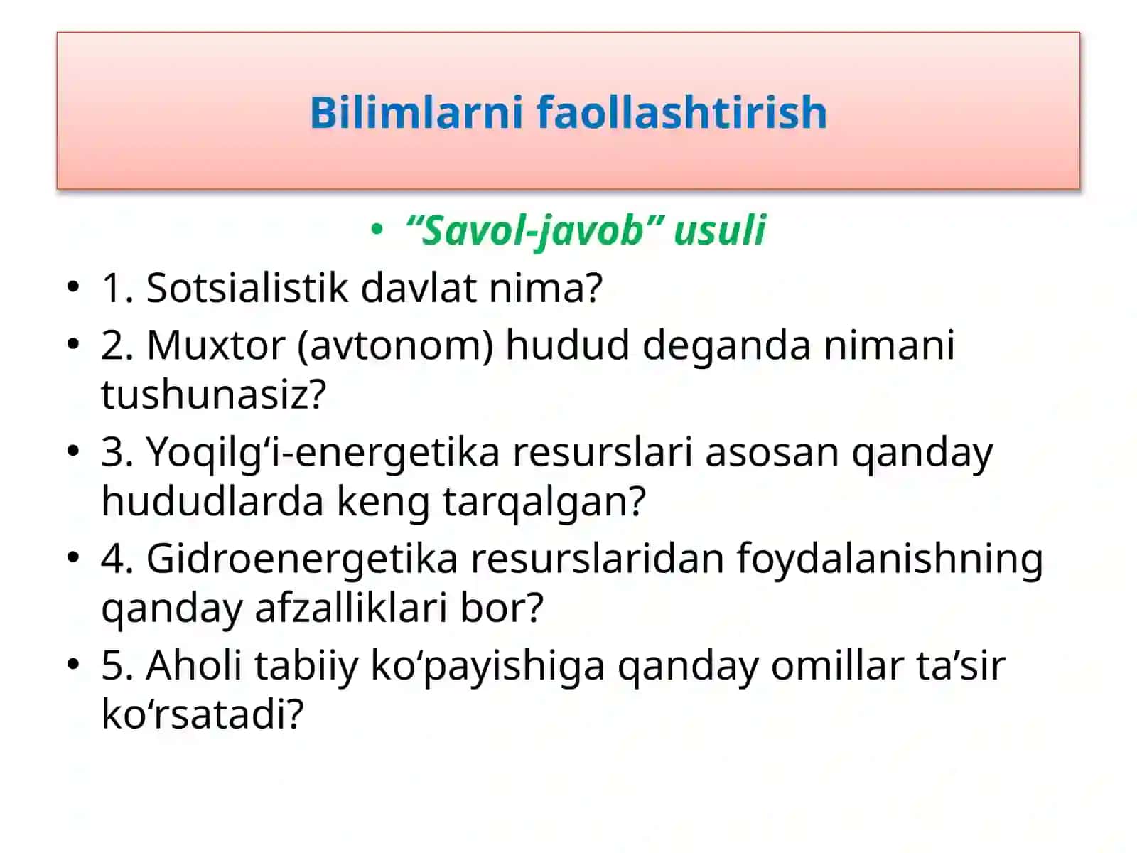 Bilimlarni faollashtirish 2