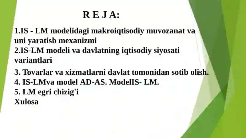 IS - LM modelida byudjet-soliq va pul siyosati 2