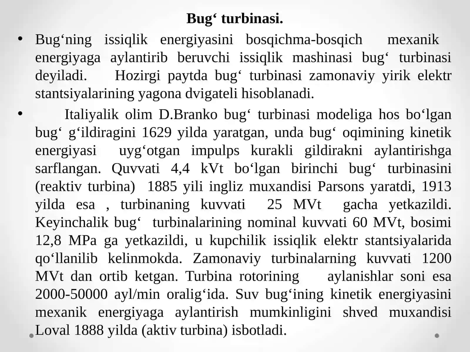Bug‘ turbinali qurilmalar va ularning qo’llanilishi 2