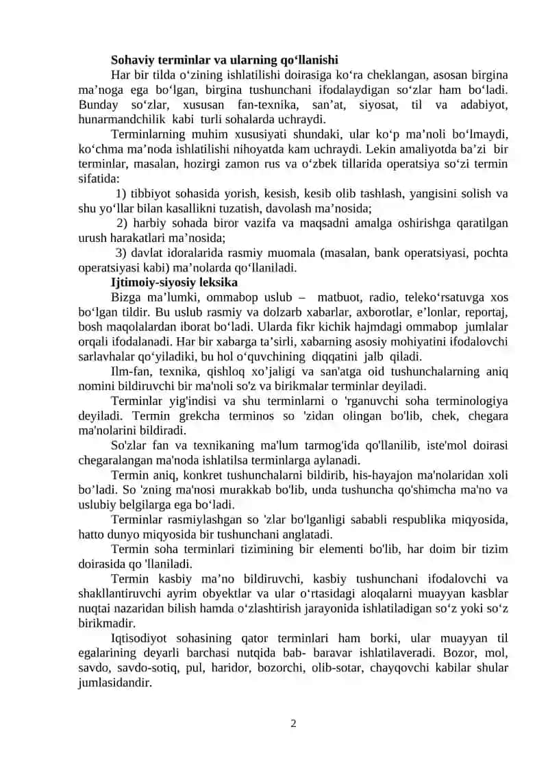 O’ZBEK TILINING LEKSIK QATLAMLARI 2