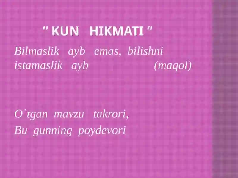 O`tgan mavzu takrori 2