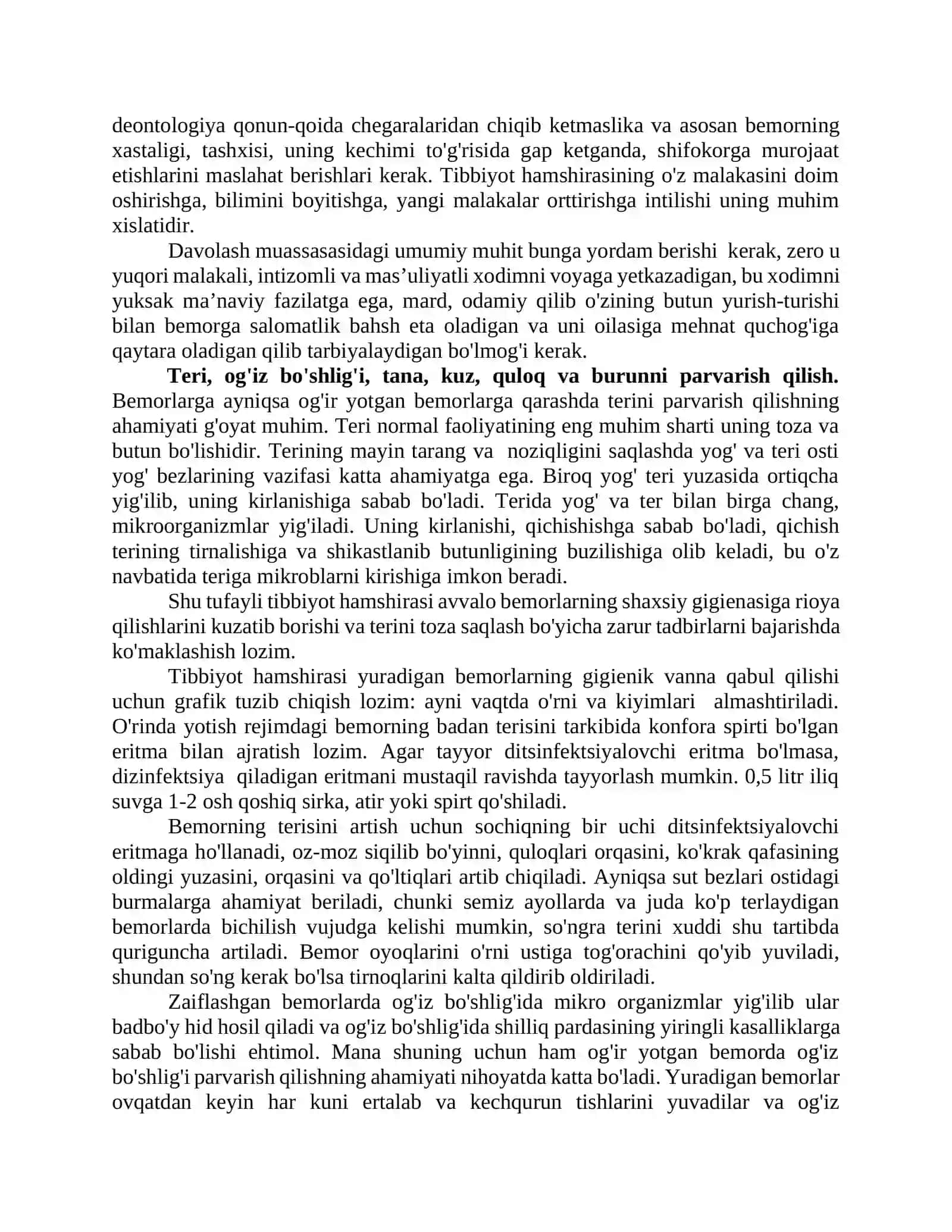 BEMORLARNI PARVARISH QILISH 2