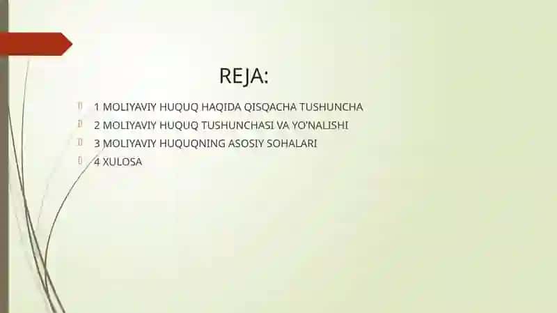 Moliyaviy huquqning asosiy sohalari 2