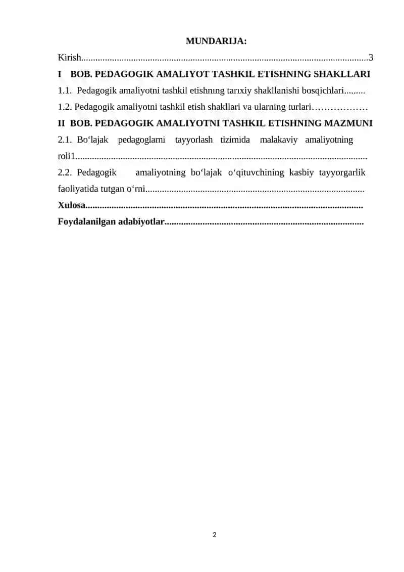 PEDAGOGIK AMALIYOTNI TASHKIL ETISHNING SHAKLI VA MAZMUNI 2
