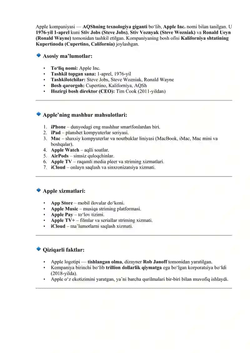 Apple kompaniyasi haqida 2