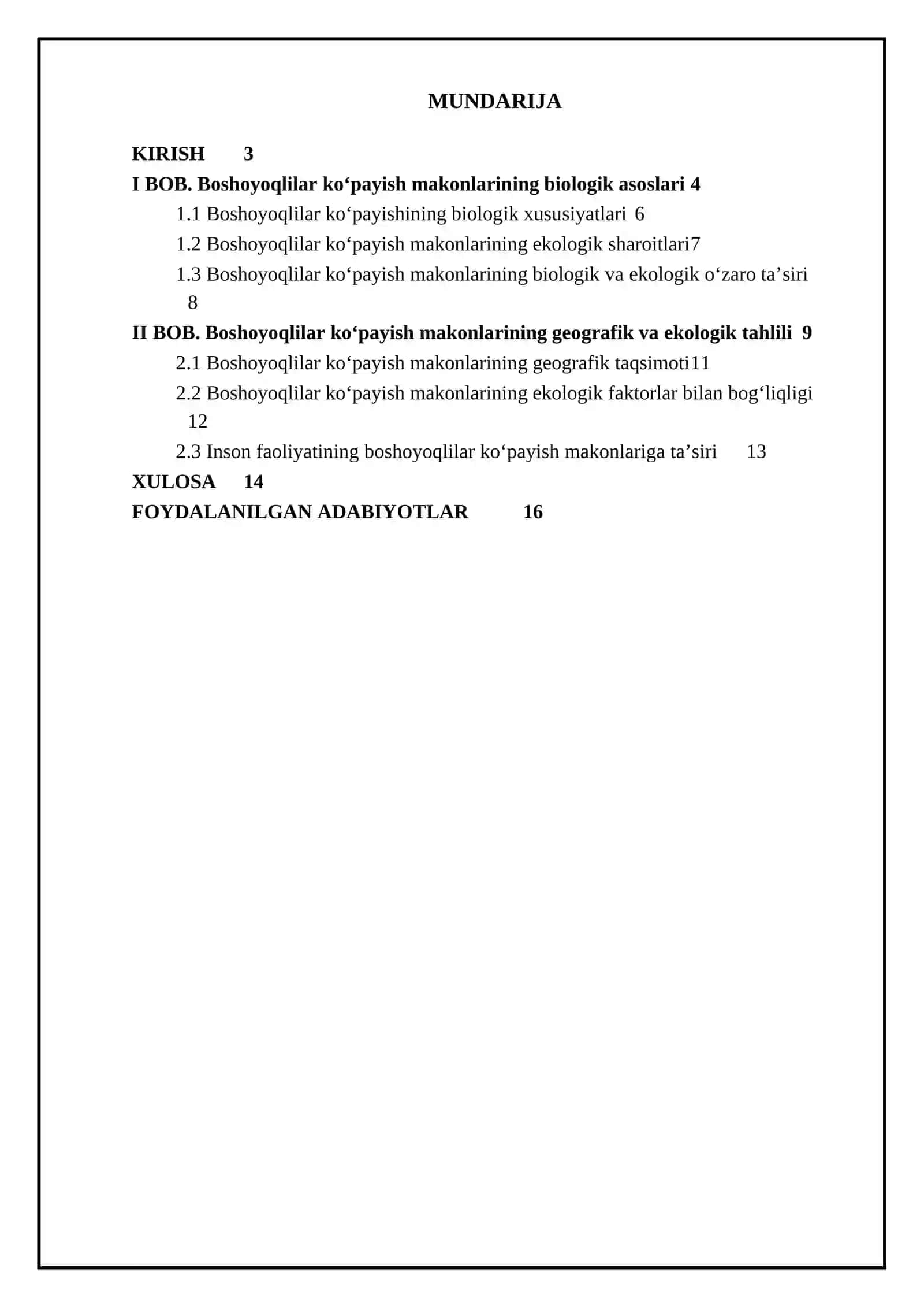 "BOSHOYOQLILAR KO'PAYISH MAKONLARI" 2