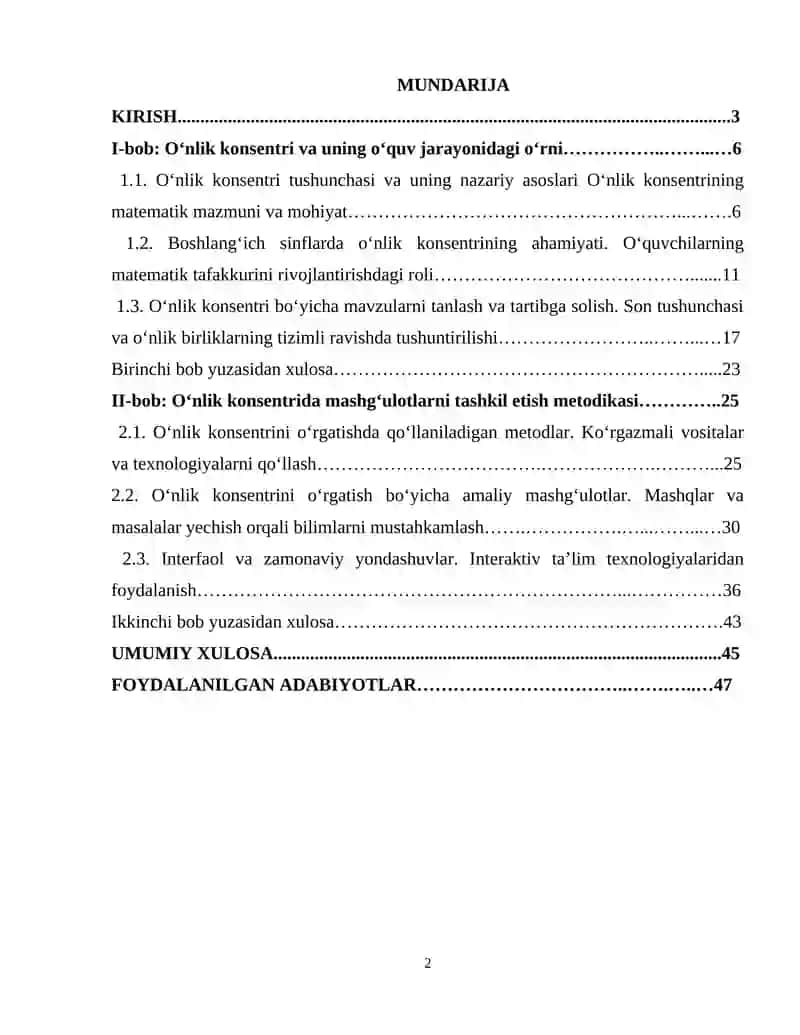 MATEMATIKA O‘QITISH METODIKASI FANIDAN
TAYYORLAGAN
KURS ISHI 2