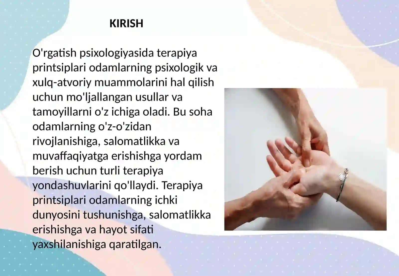 O'rgatish psixologiyasida terapiya printsiplari 2