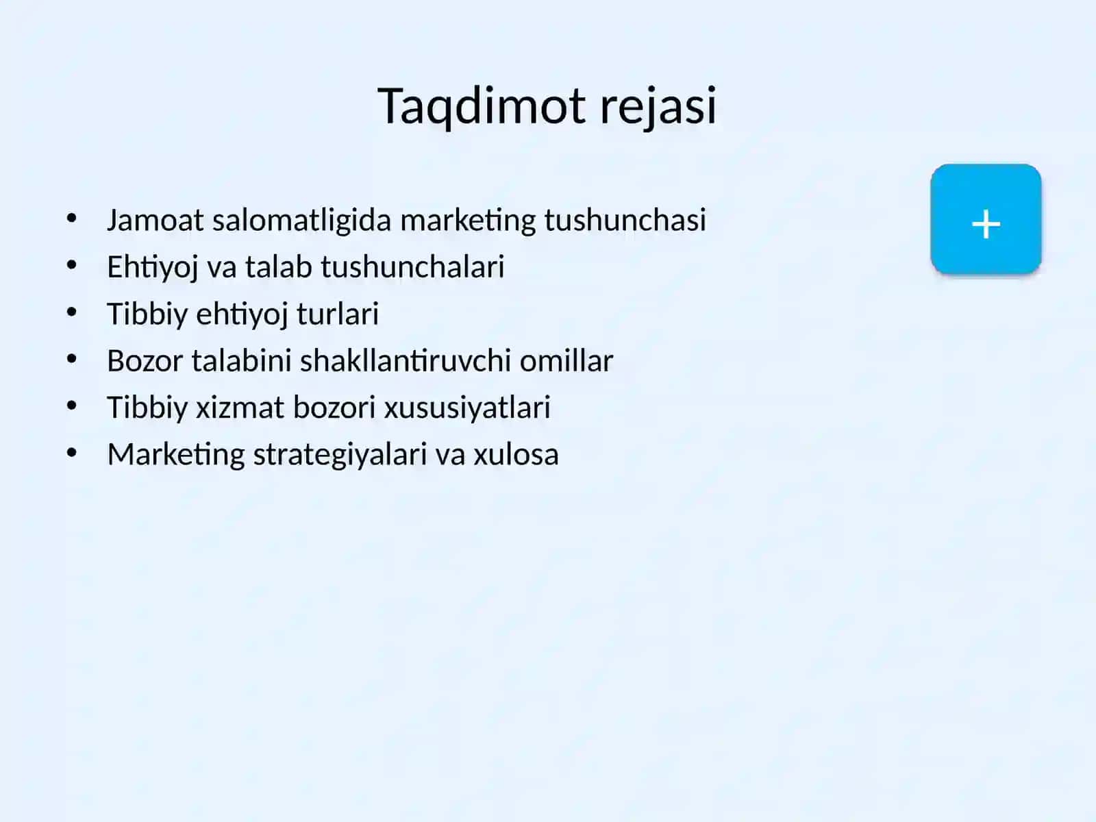 Tibbiy xizmatlarga bo'lgan bozor talablari va bozor ehtiyojlari 2