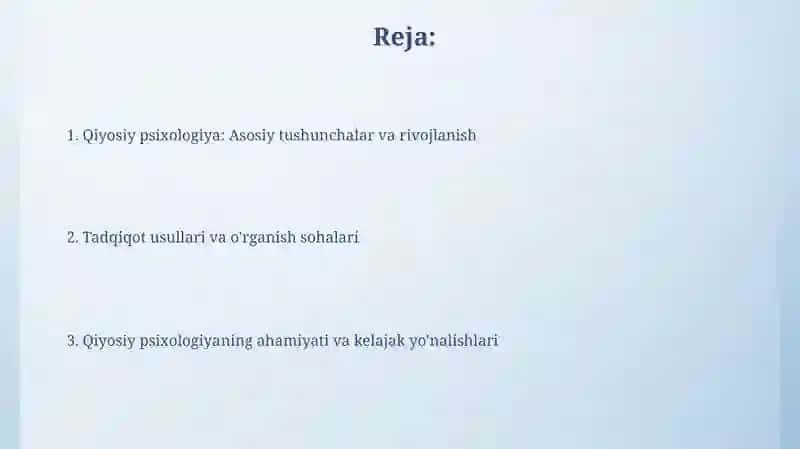 Qiyosiy psixologiya 2
