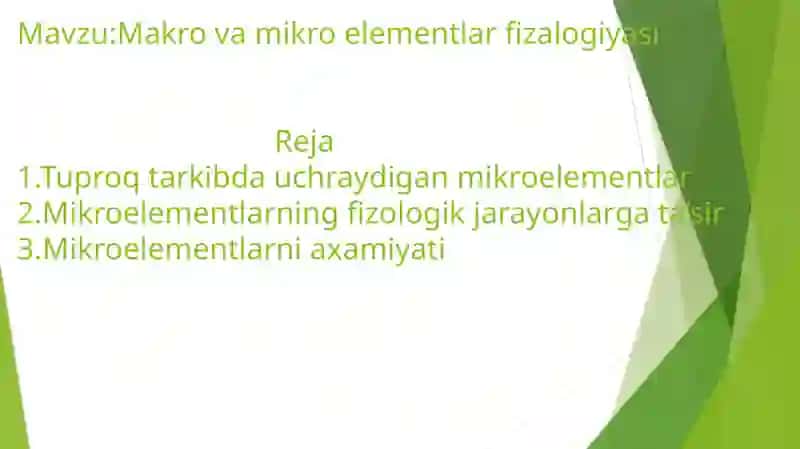 Makro va mikroelementlar fizalogiyasi 2