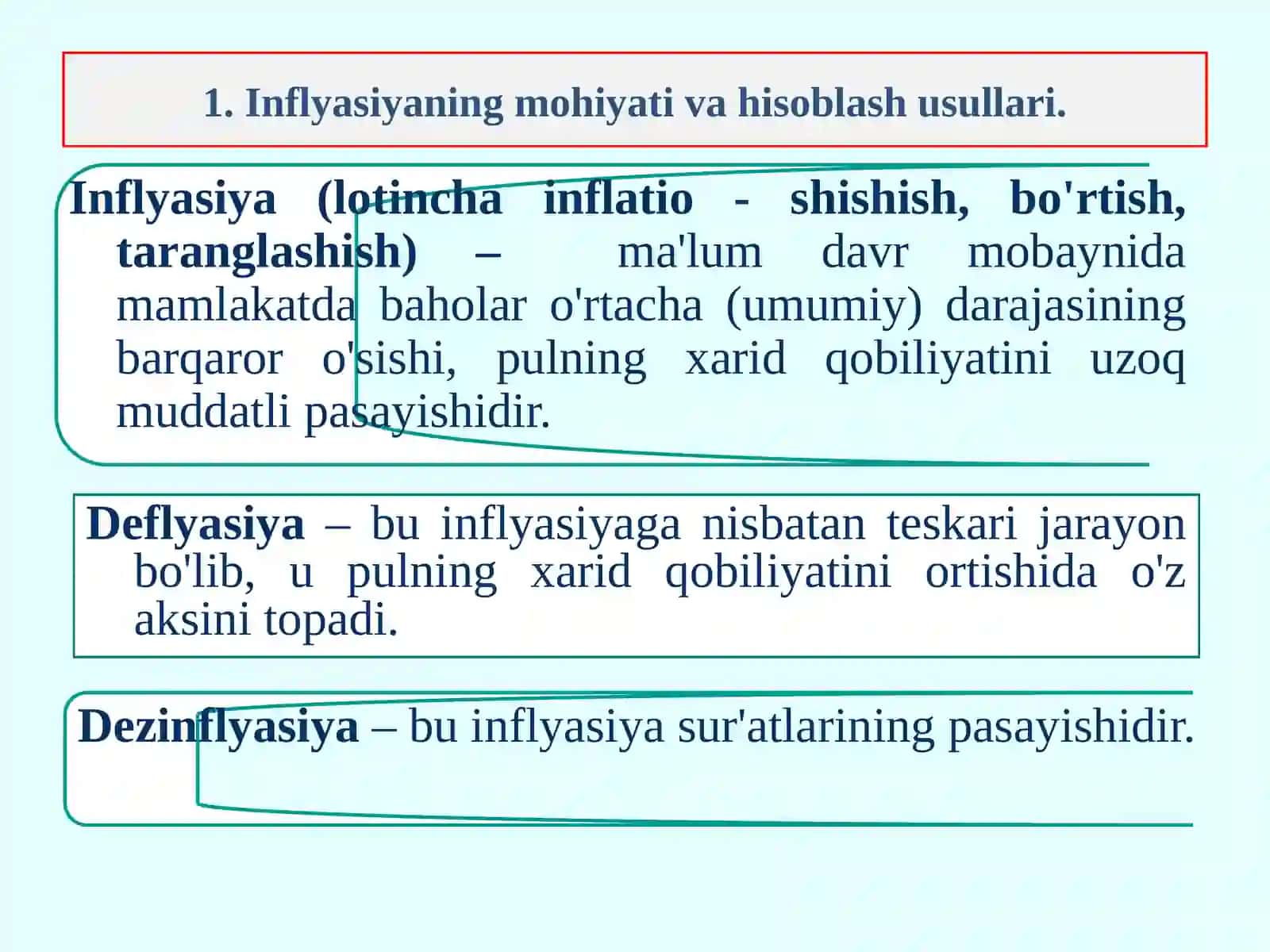 Inflyasiya va inflatsiya qarshisiyosat 2