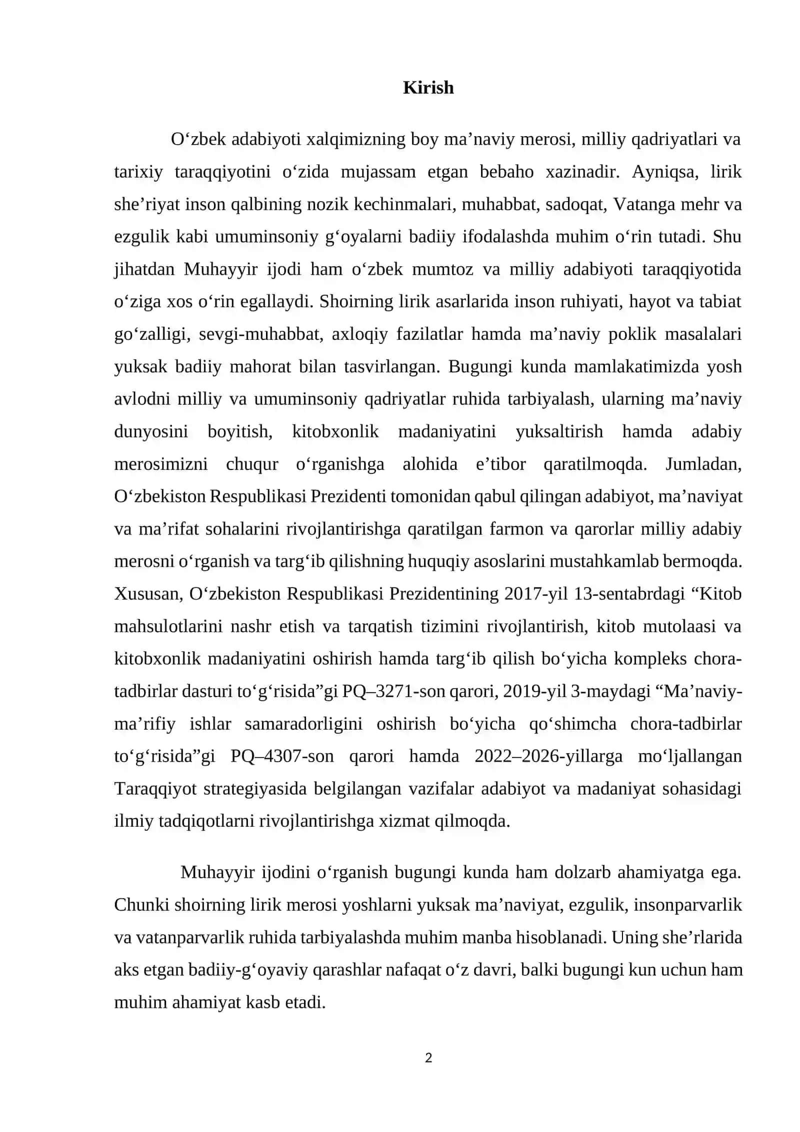 Muhayyir – Lirik Sho'r Sifatida 2
