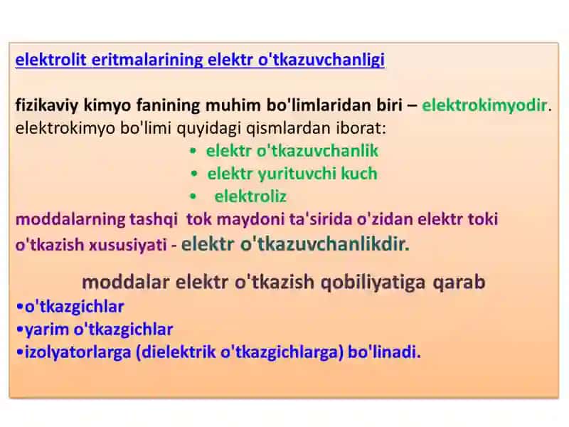 Solishtirma va ekvivalent elektro’tkazuvchanlik 2