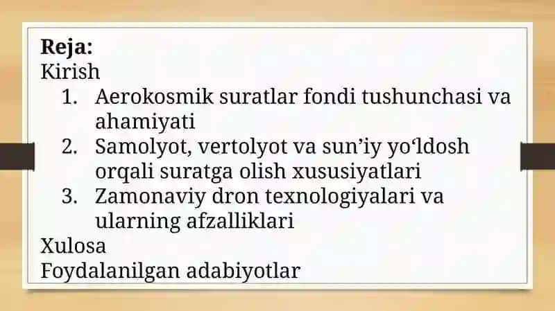 Aerokosmik Suratlar Fondini O'rganish 2