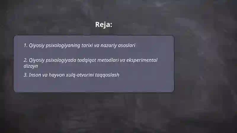 Qiyosiy psixologiya 2