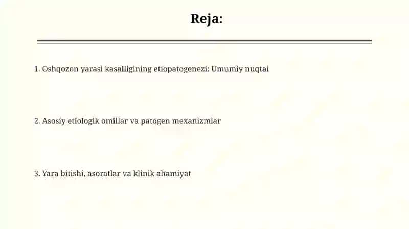 Oshqozon yara kasalligi etiopatogenezi 2