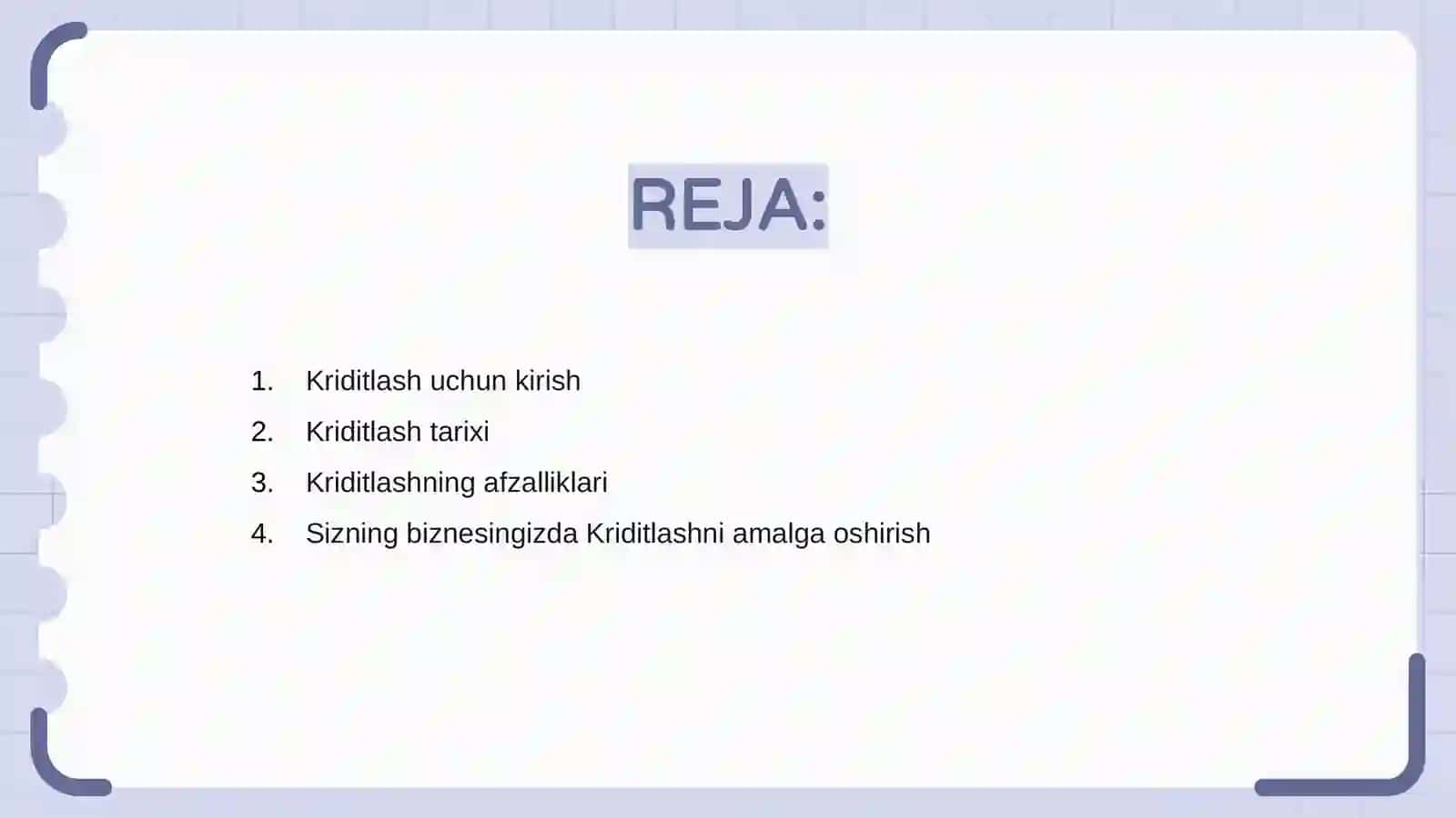 Kriditlash uchun kirish 2