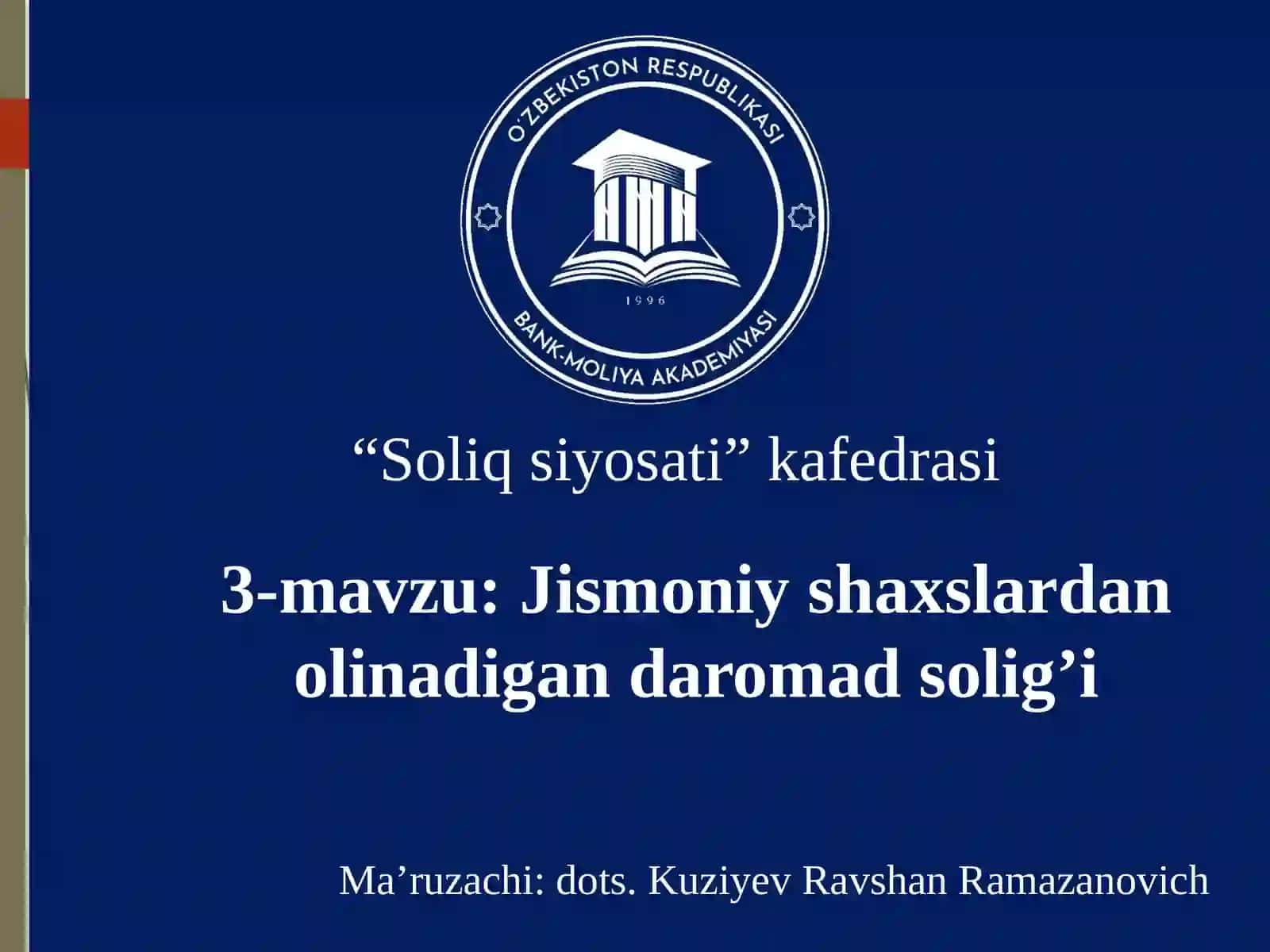 Jismoniy shaxslardan olinadigan daromad solig’i 2