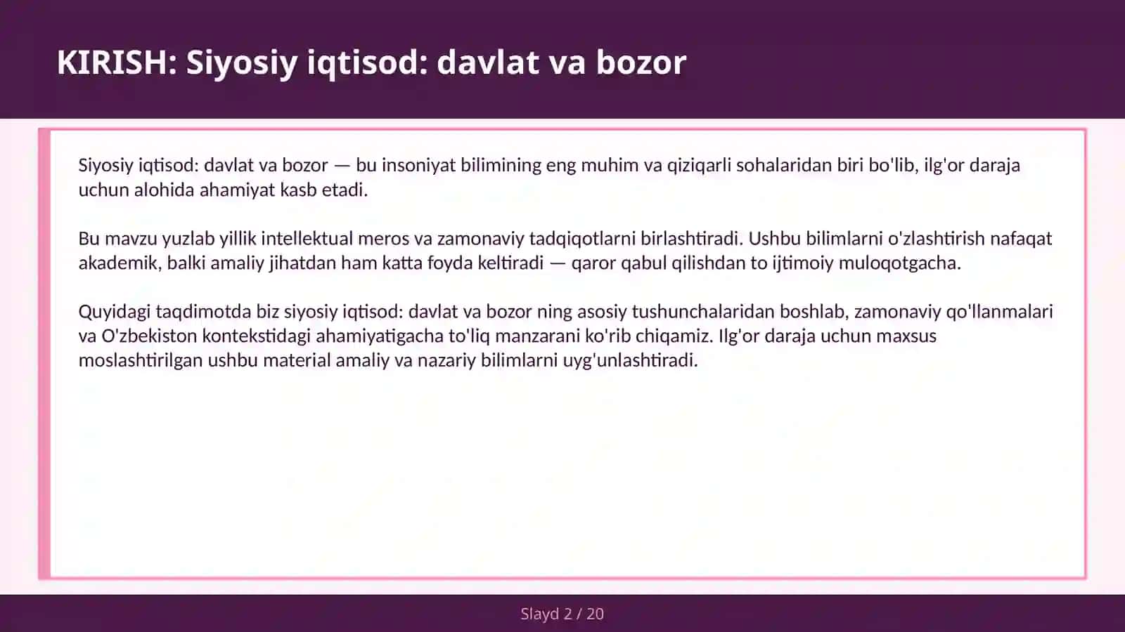 Siyosiy iqtisod: davlat va bozor 2