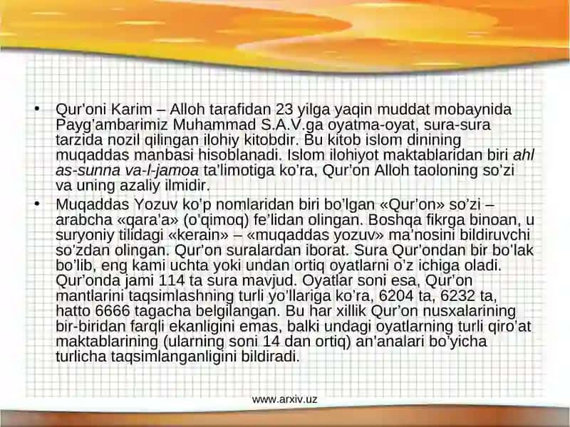 Qur’oni karimyaratilish tarixi 2