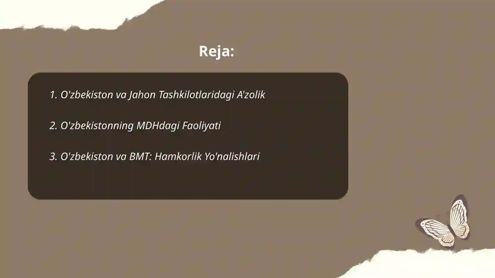 O'zbekiston va jahon hamjamiyati 2