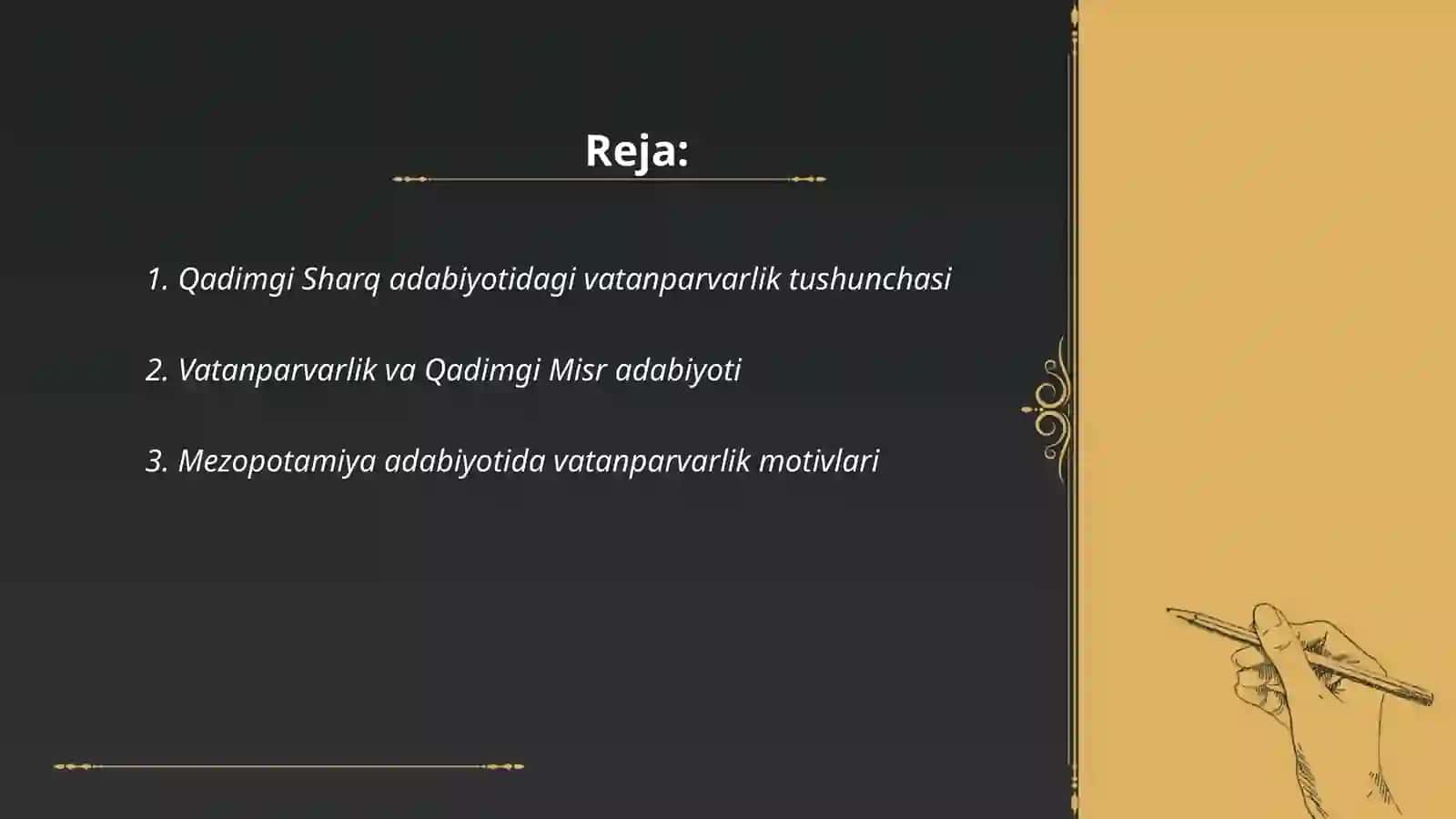 Eng qadimgi Sharq adabiyotida vatanparvarlik gʻoyalari 2