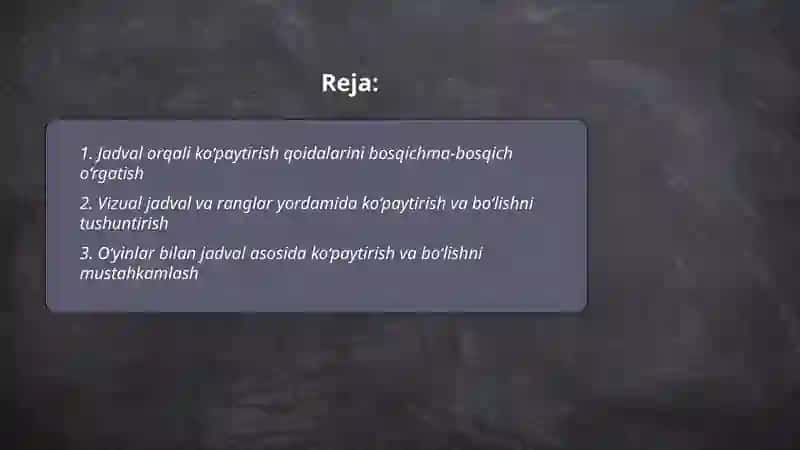 Jadvalda ko‘paytirish va bo‘lishni o‘rgatish usullari 2