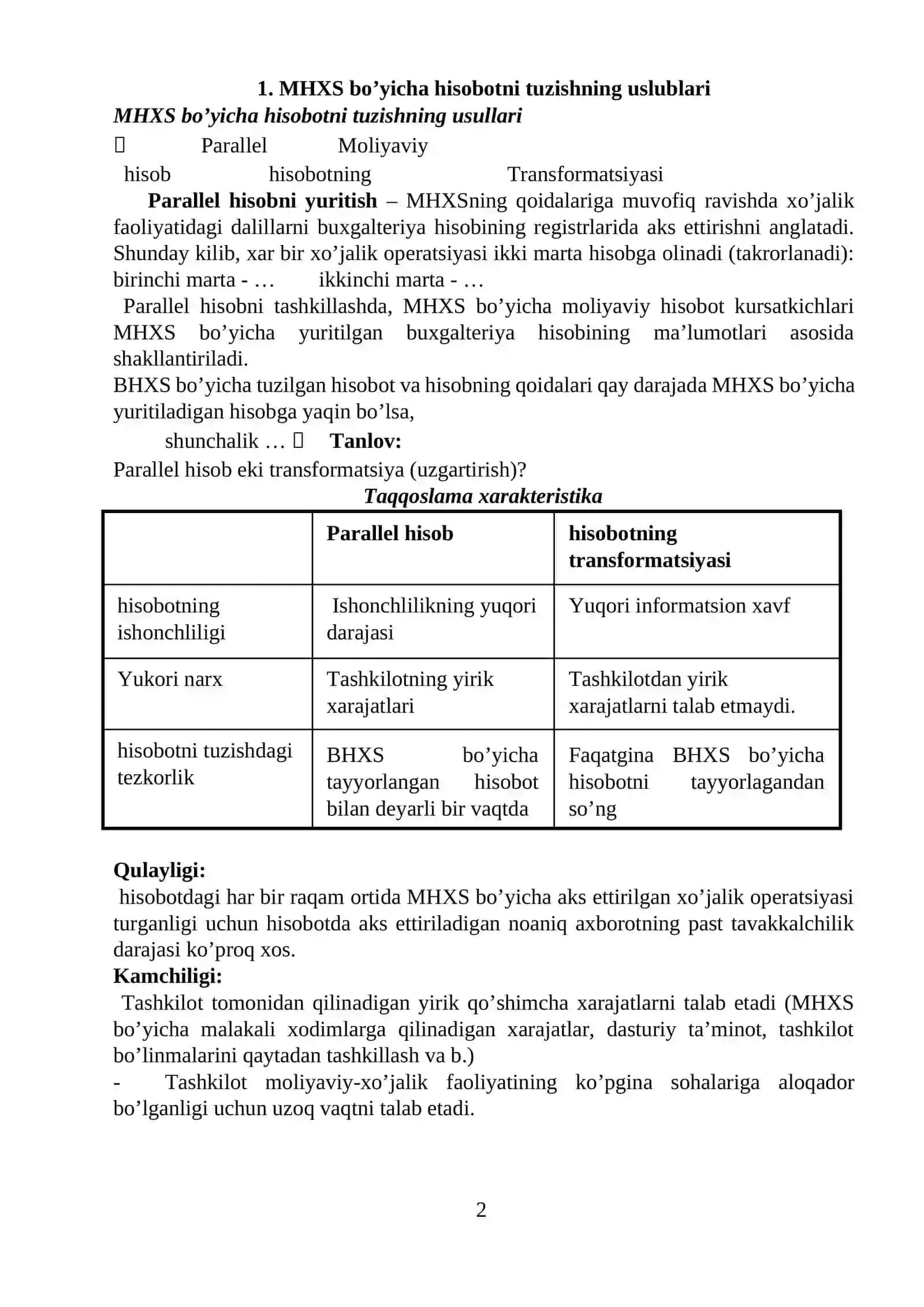 MHXS bo’yicha hisobot transformatsiyasi 2