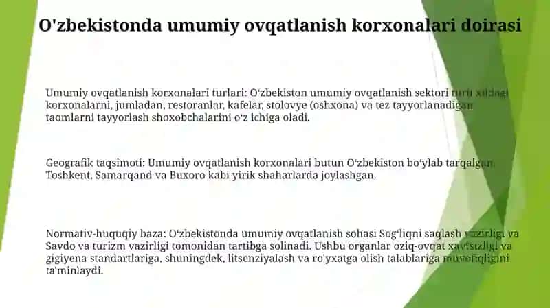 Umumiy ovqatlanish korxonalari 2