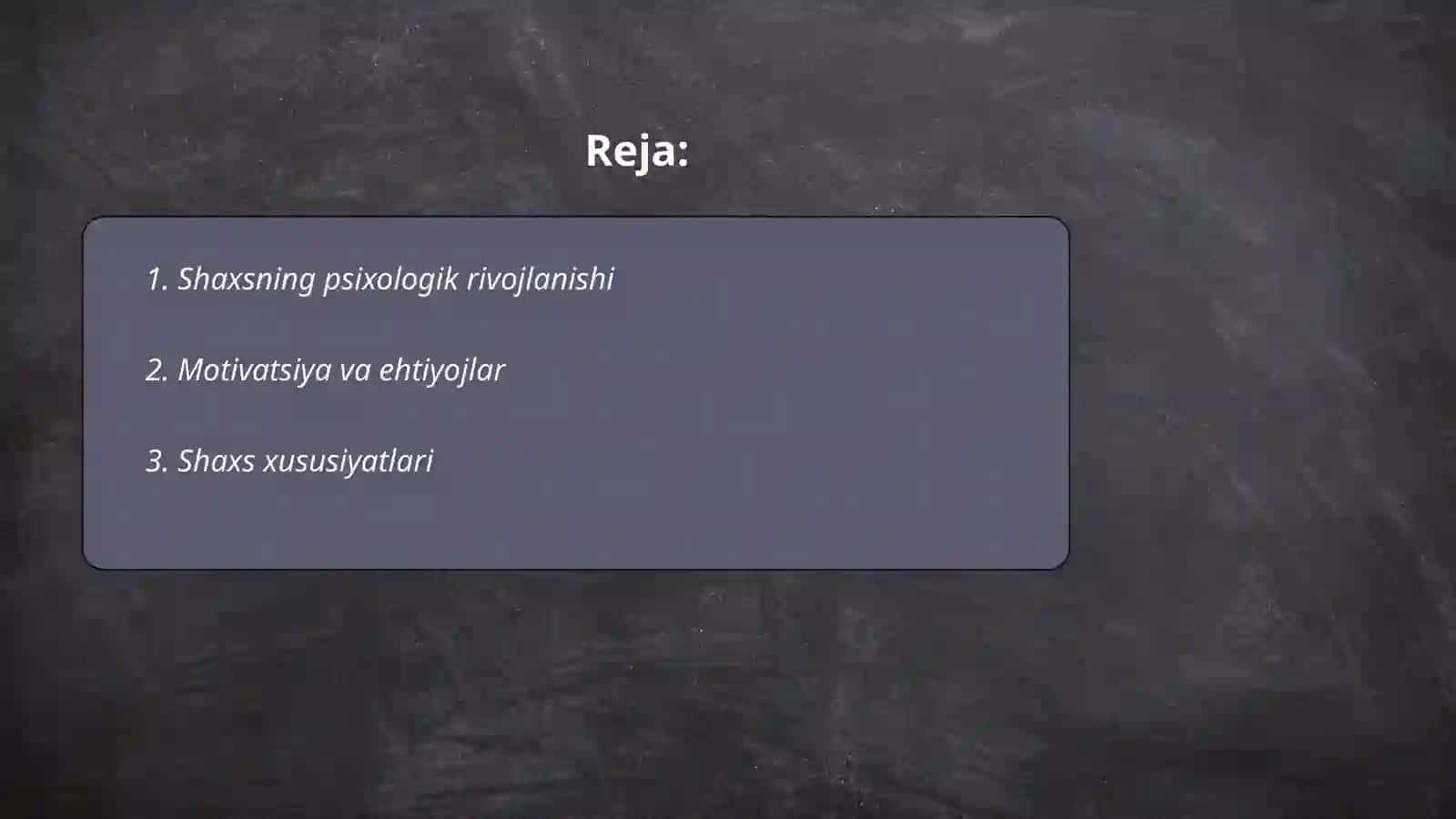 Chet shaxs psixalogiyasi 2