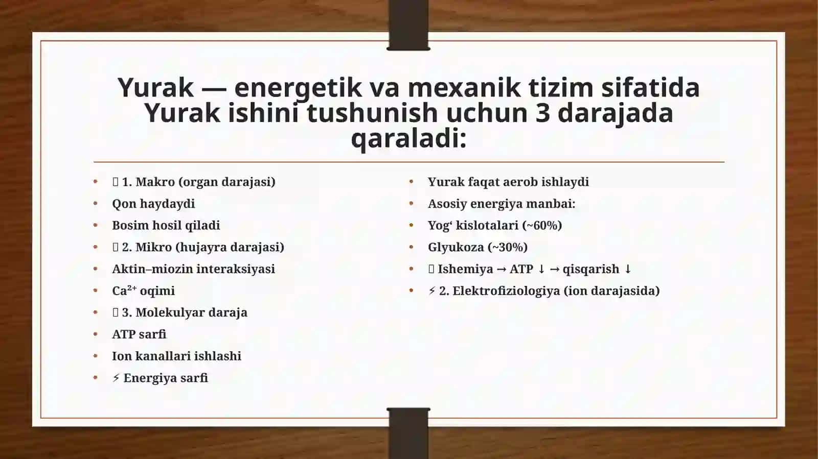 YURAK FAOLIYATI VA YURAK SIKLI 2