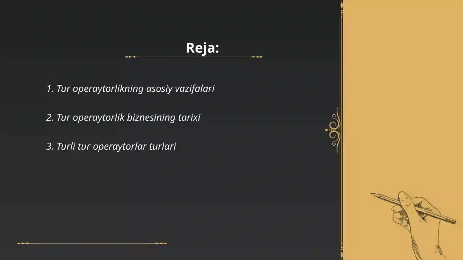 Tur operaytorlikning tushunchasi 2