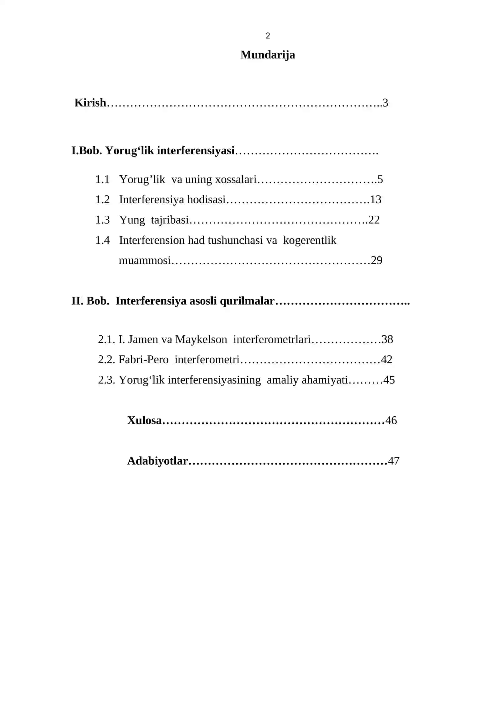 Yorug‘lik interferensiyasini о‘rganish 2
