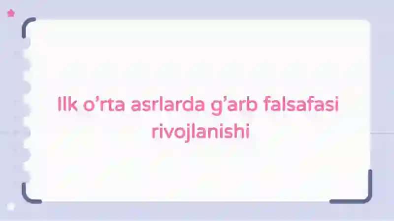 Ilko’rta asrlar falsafasi 2