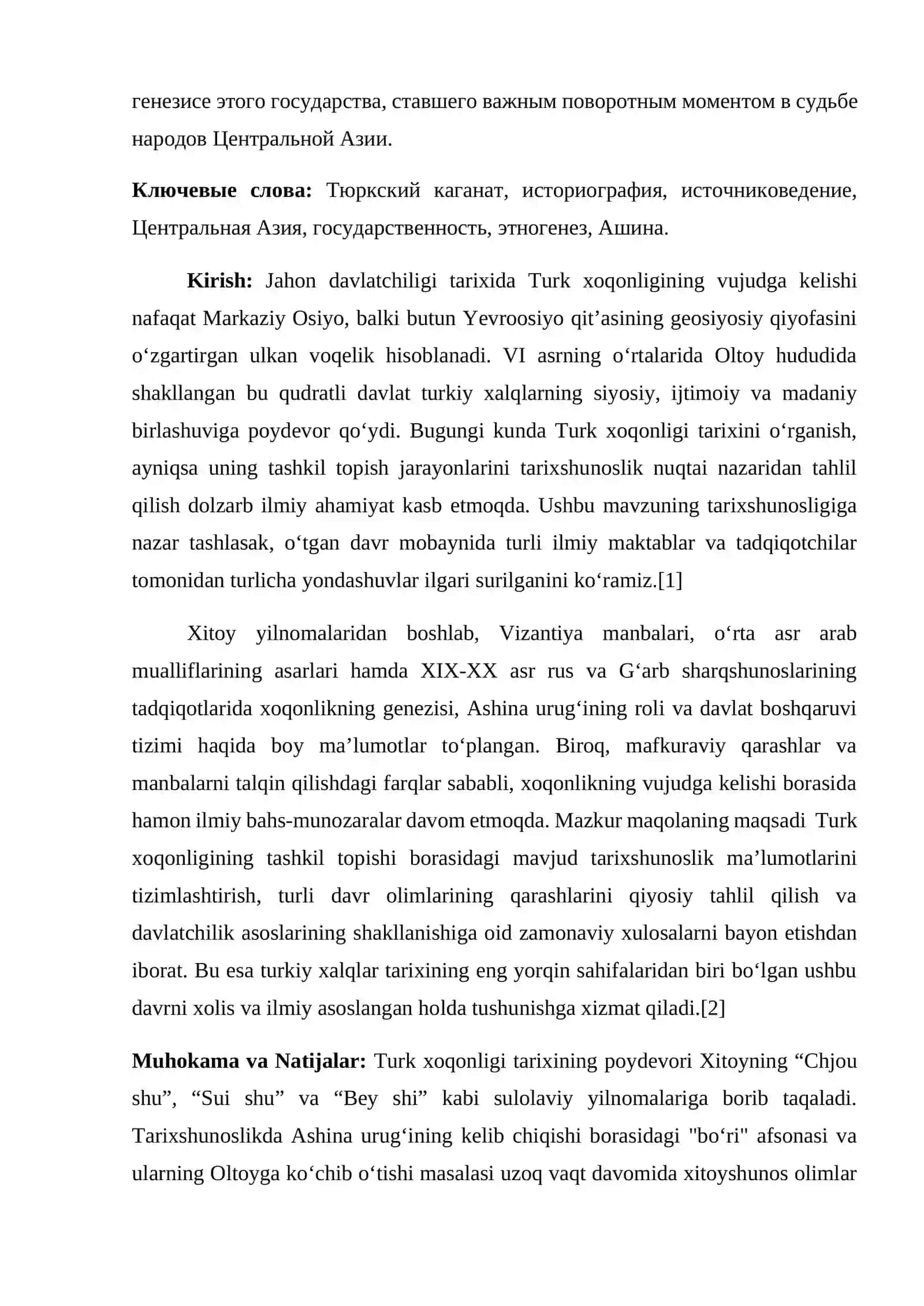 Turk xoqonligining vujudga kelishi tarixshunosligi 2